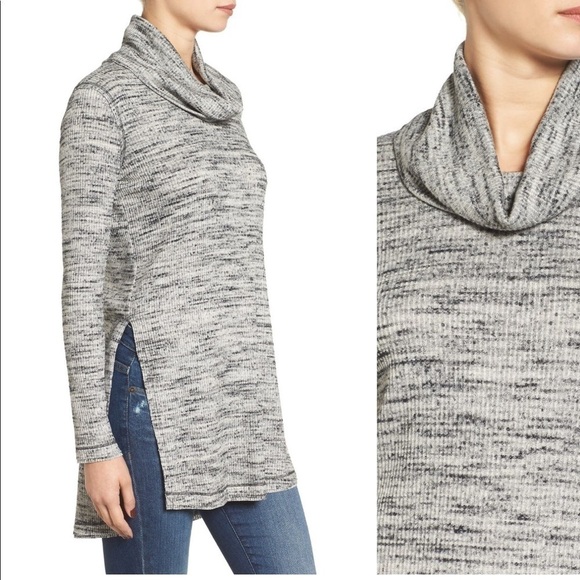 ASTR The Label Grey Cowl Neck Long Sleeve Tunic Lightweight Sweater Top Medium - Picture 2 of 12